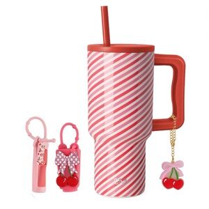 Simple Modern Trek Tumbler Cherry Accessories Gift Set Boots Bows Pink Red NWT